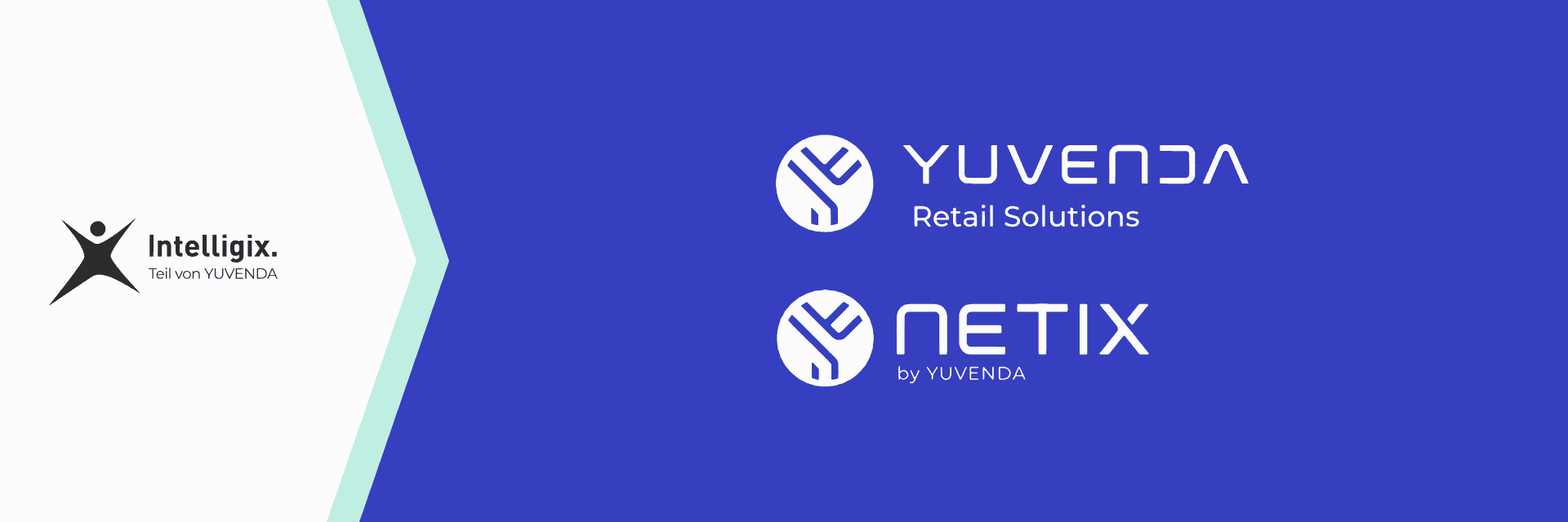 Logos for Intelligix, Yuvenda Retail Solutions, and Netix by Yuvenda.