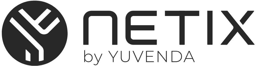 Netix by Yuvenda logo with abstract lines in a circle.